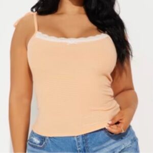 Peach Lace Trim Cami Top